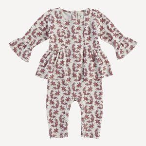 NWT Kate Quinn Long Bell Sleeve Ballerina Jumpsuit Pegasus Organic Cotton 12-18m